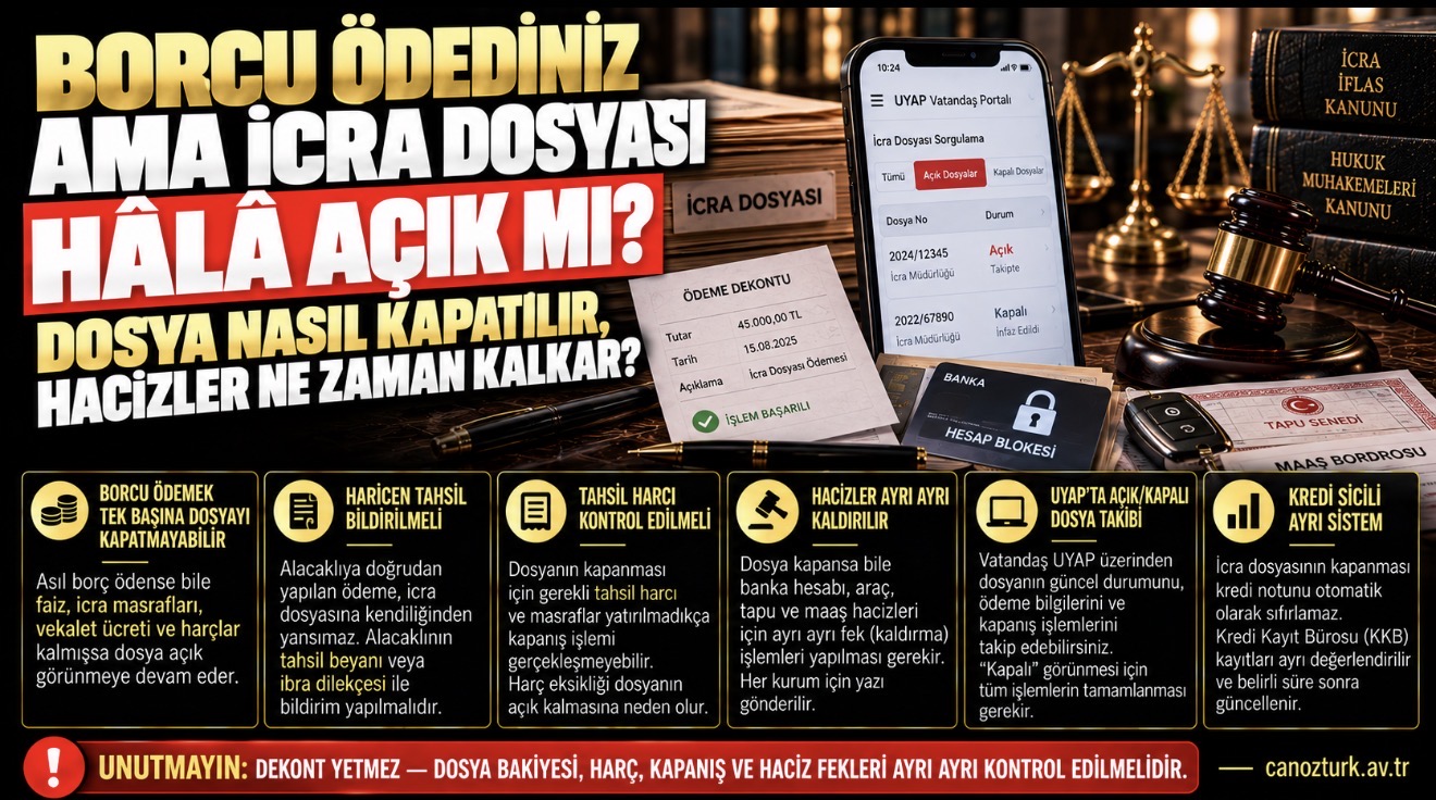 Borcu Ödediniz Ama İcra Dosyası Hâlâ Açık Görünüyor: Dosya Nasıl Kapatılır, Hacizler Ne Zaman Kalkar?